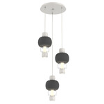 Torno Mandrel Multi Light Chandelier - Salt White / Clear Glass / Charcoal Ceramic