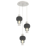 Torno Mandrel Multi Light Chandelier - Salt White / Smoke Glass / Charcoal Ceramic