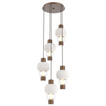 Torno Mandrel Multi Light Chandelier - Burnished Bronze / Clear Glass / Chalk Ceramic