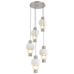 Torno Mandrel Multi Light Chandelier - Beige Silver / Amber Glass / Chalk Ceramic