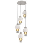 Torno Mandrel Multi Light Chandelier - Beige Silver / Bronze Glass / Chalk Ceramic