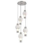Torno Mandrel Multi Light Chandelier - Beige Silver / Clear Glass / Chalk Ceramic