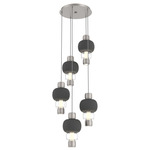 Torno Mandrel Multi Light Chandelier - Beige Silver / Clear Glass / Charcoal Ceramic