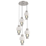 Torno Mandrel Multi Light Chandelier - Beige Silver / Smoke Glass / Chalk Ceramic