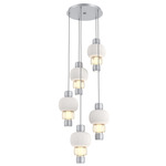 Torno Mandrel Multi Light Chandelier - Classic Silver / Amber Glass / Chalk Ceramic