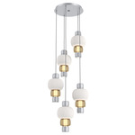 Torno Mandrel Multi Light Chandelier - Classic Silver / Bronze Glass / Chalk Ceramic