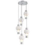 Torno Mandrel Multi Light Chandelier - Classic Silver / Clear Glass / Chalk Ceramic