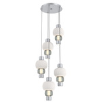 Torno Mandrel Multi Light Chandelier - Classic Silver / Smoke Glass / Chalk Ceramic