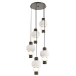 Torno Mandrel Multi Light Chandelier - Flat Bronze / Clear Glass / Chalk Ceramic