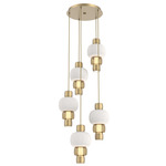 Torno Mandrel Multi Light Chandelier - Gilded Brass / Bronze Glass / Chalk Ceramic