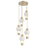 Torno Mandrel Multi Light Chandelier - Gilded Brass / Clear Glass / Chalk Ceramic