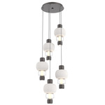 Torno Mandrel Multi Light Chandelier - Graphite / Clear Glass / Chalk Ceramic