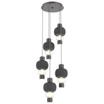 Torno Mandrel Multi Light Chandelier - Graphite / Clear Glass / Charcoal Ceramic