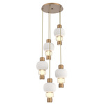 Torno Mandrel Multi Light Chandelier - Novel Brass / Amber Glass / Chalk Ceramic
