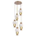 Torno Mandrel Multi Light Chandelier - Novel Brass / Bronze Glass / Chalk Ceramic