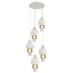Torno Mandrel Multi Light Chandelier - Salt White / Bronze Glass / Chalk Ceramic