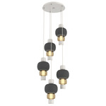 Torno Mandrel Multi Light Chandelier - Salt White / Bronze Glass / Charcoal Ceramic