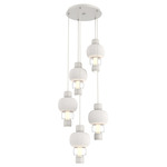 Torno Mandrel Multi Light Chandelier - Salt White / Clear Glass / Chalk Ceramic