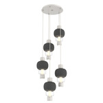 Torno Mandrel Multi Light Chandelier - Salt White / Clear Glass / Charcoal Ceramic
