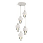 Torno Mandrel Multi Light Chandelier - Salt White / Smoke Glass / Chalk Ceramic