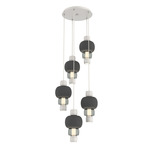 Torno Mandrel Multi Light Chandelier - Salt White / Smoke Glass / Charcoal Ceramic