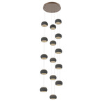 Torno Stack Multi Light Chandelier - Burnished Bronze / Charcoal