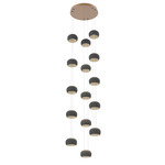 Torno Stack Multi Light Chandelier - Novel Brass / Charcoal