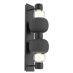 Torno Mandrel Double Wall Sconce - Matte Black / Clear