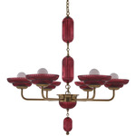 Verde Chandelier - Satin Brass / Magenta