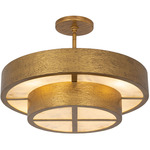 Moda Convertible Pendant / Semi Flush Ceiling Light - Rustic Gold / Alabaster