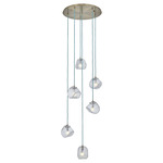 Pallina Multi Light Pendant - Winter Brass / Clear Textured