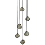 Pallina Multi Light Pendant - Satin Black Nickel / Smoke Textured