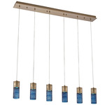 Kiriko Color-Select Linear Multi Light Pendant - Winter Brass / Indigo