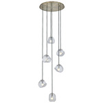 Pallina Multi Light Pendant - Winter Brass / Brushed Champagne / Clear Textured