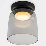 Levels Color-Select Single Semi Flush Ceiling Light - Black / Smoke
