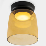 Levels Color-Select Single Semi Flush Ceiling Light - Black / Amber