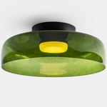 Levels Color-Select Single Semi Flush Ceiling Light - Black / Green