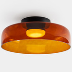 Levels Color-Select Single Semi Flush Ceiling Light - Black / Amber
