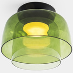 Levels Color-Select Double Semi Flush Ceiling Light - Black / Green