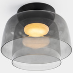 Levels Color-Select Double Semi Flush Ceiling Light - Black / Smoke