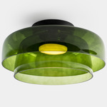 Levels Color-Select Double Semi Flush Ceiling Light - Black / Green