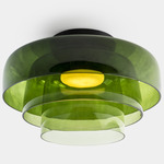 Levels Color-Select Triple Semi Flush Ceiling Light - Black / Green