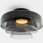 Levels Color-Select Triple Semi Flush Ceiling Light - Black / Smoke