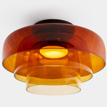 Levels Color-Select Triple Semi Flush Ceiling Light - Black / Amber