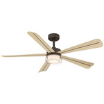 Nellora Smart Ceiling Fan with Color-Select Light - Dark Bronze / White Oak