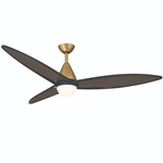 Fleur Ceiling Fan with Color-Select Light - Heritage Brass / Translucent Brown Smoke