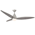 Fleur Ceiling Fan with Color-Select Light - Brushed Nickel / Translucent Grey Smoke