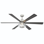 Ligero Smart Ceiling Fan with Color-Select Light - Brushed Nickel / Coal / Clear
