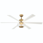 Ligero Smart Ceiling Fan with Color-Select Light - Heritage Brass / Alabaster White / Clear