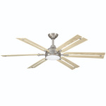 Allegata Smart Ceiling Fan with Color-Select Light - Brushed Nickel / White Oak